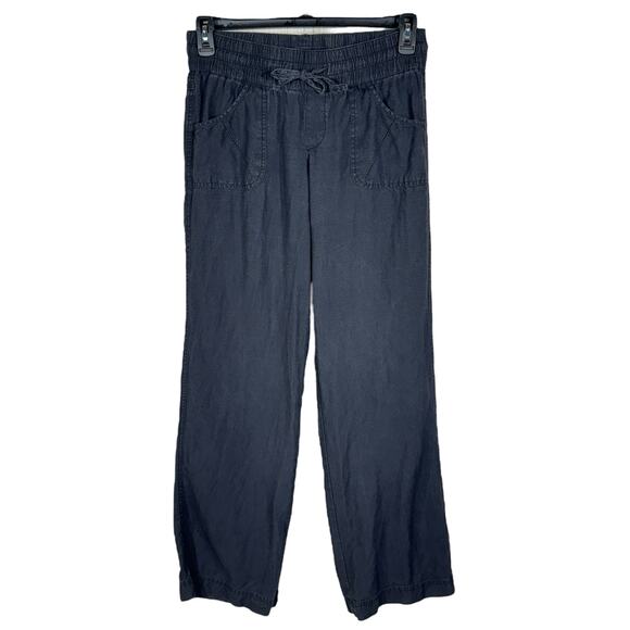 Athleta SZ 6 Lakeside Linen Pants Pull-On Pocket Wide Leg Drawstring Flint Grey - Picture 1 of 8